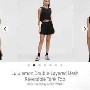Lululemon Black and Green Mesh Tank Top